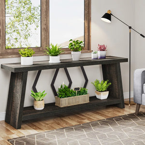 Extra-Long Console Table with Spacious Tabletop  Wooden Bazar