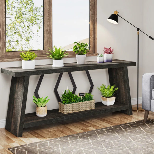 Extra-Long Console Table with Spacious Tabletop  Wooden Bazar