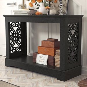 Wood Console Table with Open Shelf  Wooden Bazar