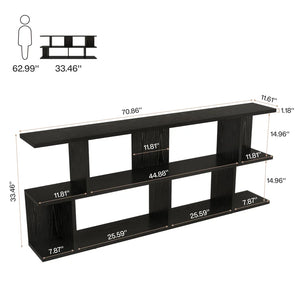 3-Tier Console Table with Open Shelving  Wooden Bazar