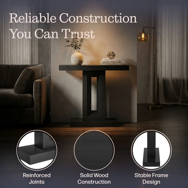 36-Inch Solid Wood Console Table – Black  Wooden Bazar