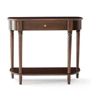 Traditional Small Solid Wood Top Console Table with Drawer & Shelf – Turned Legs  Wooden Bazar