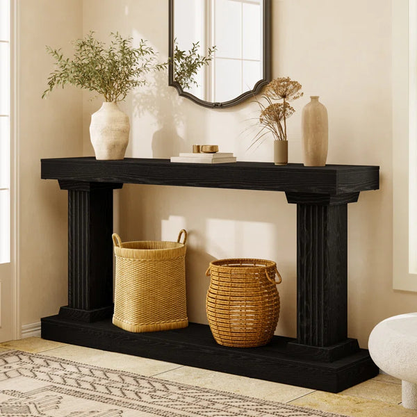 Long Wooden Rectangular Console Table for Entryway & Living Room  Wooden Bazar