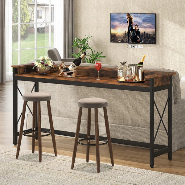 Modern Console Table with Built-In Charging Ports  Wooden Bazar