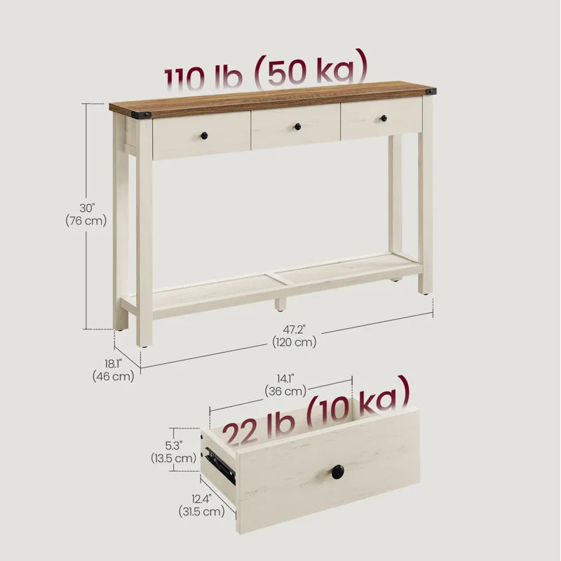 Sahai Traditional Console Table with 3 Drawers  Wooden Bazar