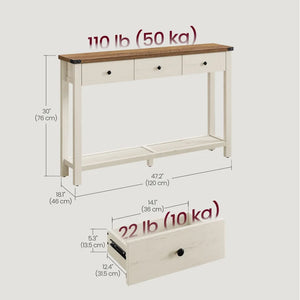 Sahai Traditional Console Table with 3 Drawers  Wooden Bazar