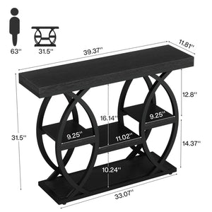 Wide Four-Tier Entryway Console Table  Wooden Bazar