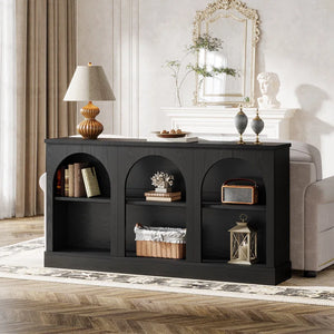 Farmhouse Console Table with 3-Tier Storage  Wooden Bazar