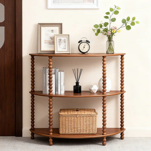 3-Tier Half-Moon Console Table – Vintage Entryway Table for Living Room, Hallway & Foyer  Wooden Bazar