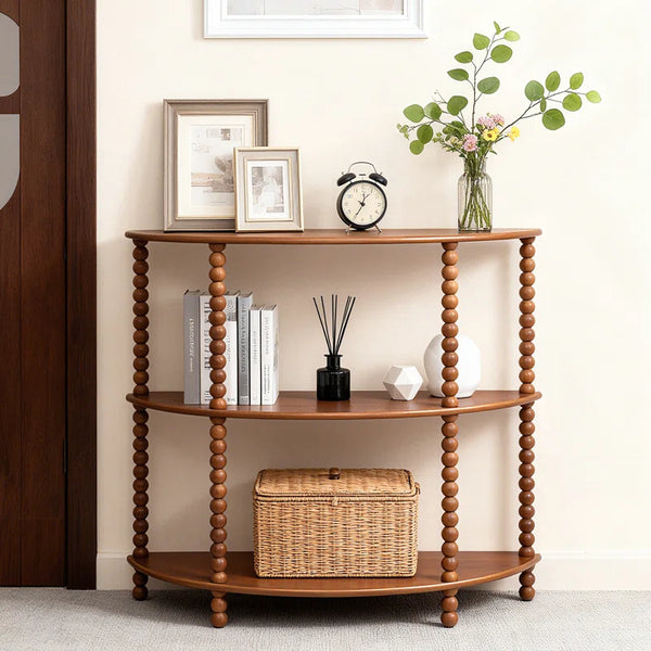3-Tier Half-Moon Console Table – Vintage Entryway Table for Living Room, Hallway & Foyer  Wooden Bazar