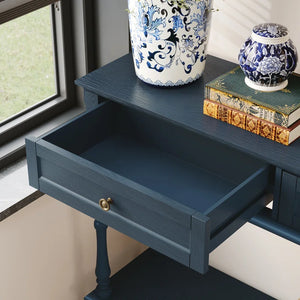 Mid-Century Modern Console Table with 2 Drawers  Wooden Bazar