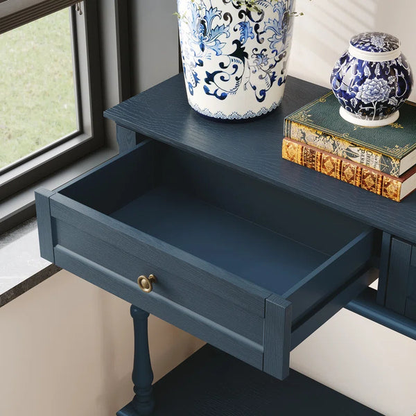 Mid-Century Modern Console Table with 2 Drawers  Wooden Bazar