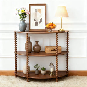 3-Tier Half-Moon Console Table – Vintage Entryway Table for Living Room, Hallway & Foyer  Wooden Bazar