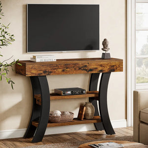 Console Table with Curved Frame & Storage  Wooden Bazar