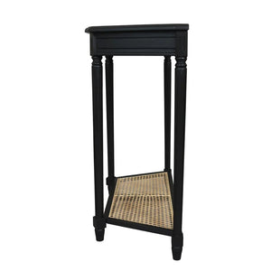 Carterlee Demilune Console Table with Cane Shelf  Wooden Bazar