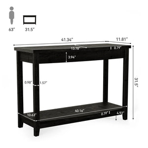 Solid Wood Top Console Table – Farmhouse Entryway Table with Storage Shelf  Wooden Bazar
