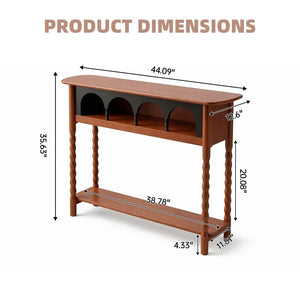 Solid Wood Console Table with Storage – Walnut  Wooden Bazar