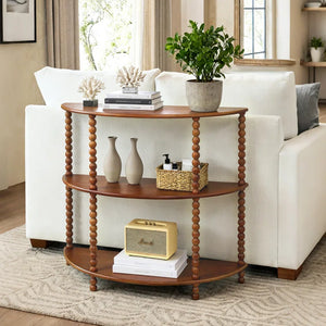 3-Tier Half-Moon Console Table – Vintage Entryway Table for Living Room, Hallway & Foyer  Wooden Bazar