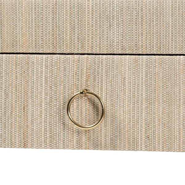 Bali & Pari Cielo Bohemian Woven Grasscloth 3-Drawer Console Table  Wooden Bazar