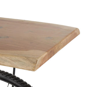 Metal Bike Bar Table with Live Edge Wood Top  Wooden Bazar