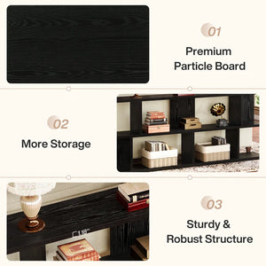 3-Tier Console Table with Open Shelving  Wooden Bazar
