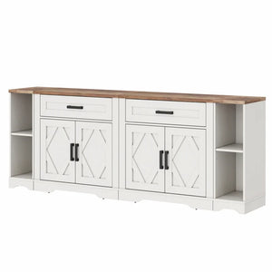 Modern Farmhouse Accent Cabinet with Barn Doors & Drawers  Wooden Bazar