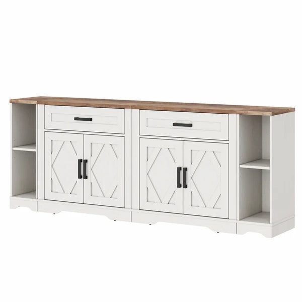 Modern Farmhouse Accent Cabinet with Barn Doors & Drawers  Wooden Bazar