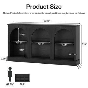 Farmhouse Console Table with 3-Tier Storage  Wooden Bazar