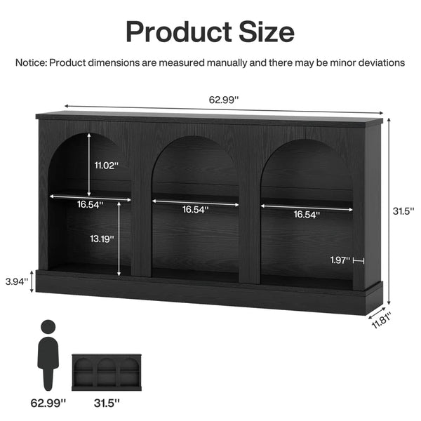 Farmhouse Console Table with 3-Tier Storage  Wooden Bazar