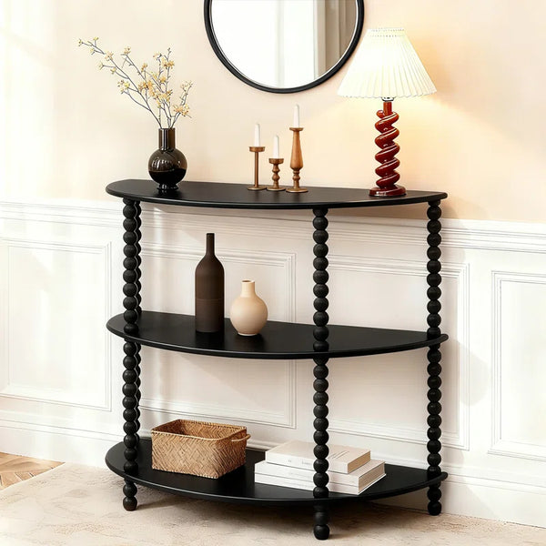 Tier Half-Moon Console Table – Vintage Entryway Table  Wooden Bazar