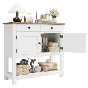 Latiasha 35.4" Console Table with Drawers and Cabinet  Wooden Bazar