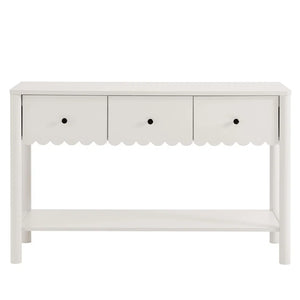 Emmeline 3-Drawer Scalloped Console Table  Wooden Bazar