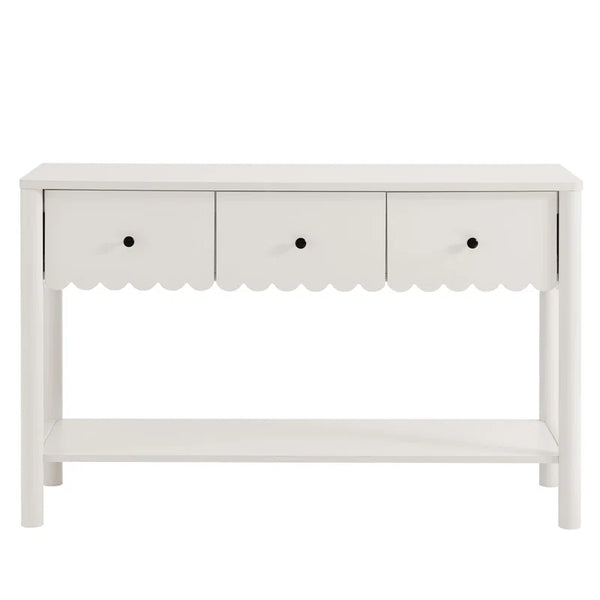 Emmeline 3-Drawer Scalloped Console Table  Wooden Bazar