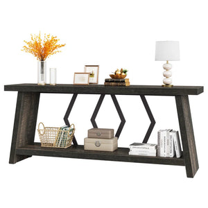 Extra-Long Console Table with Spacious Tabletop  Wooden Bazar