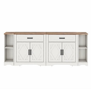 Modern Farmhouse Accent Cabinet with Barn Doors & Drawers  Wooden Bazar