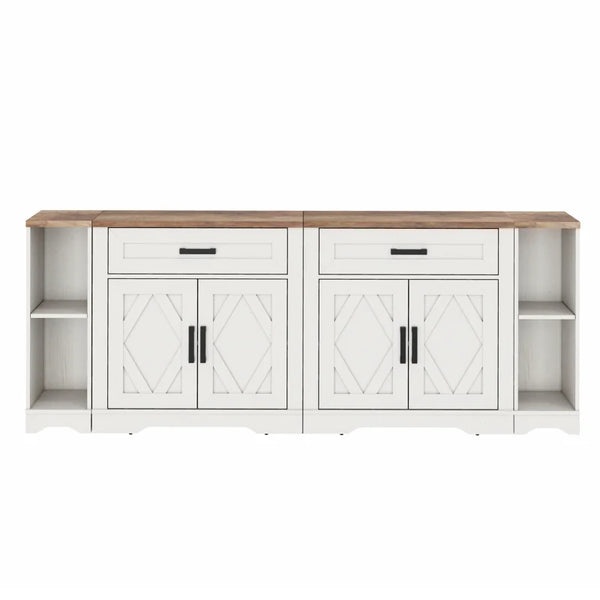 Modern Farmhouse Accent Cabinet with Barn Doors & Drawers  Wooden Bazar