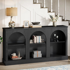 Farmhouse Console Table with 3-Tier Storage  Wooden Bazar