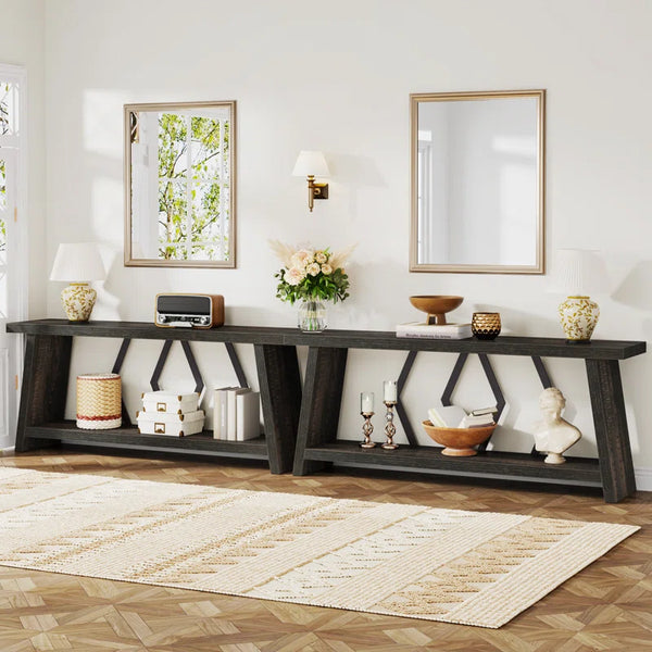 Extra-Long Console Table with Spacious Tabletop  Wooden Bazar