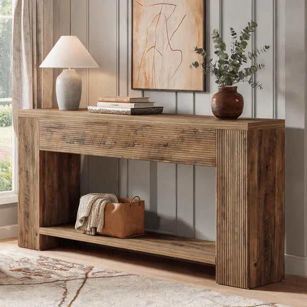 Industrial Console Table with Manufactured Wood Top  Wooden Bazar