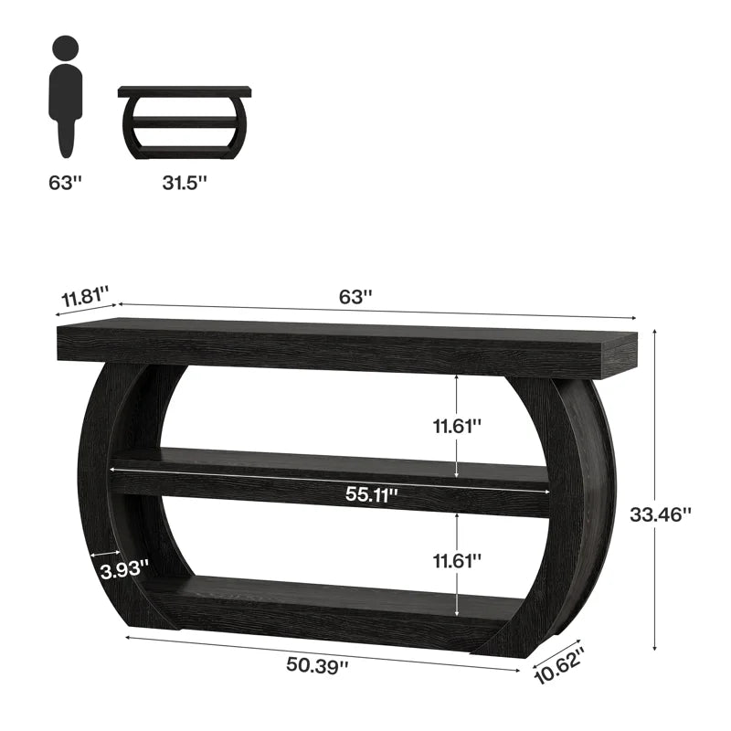 Console Table with Storage Shelves  Wooden Bazar