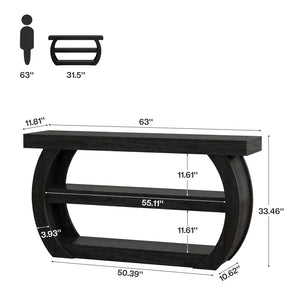 Console Table with Storage Shelves  Wooden Bazar