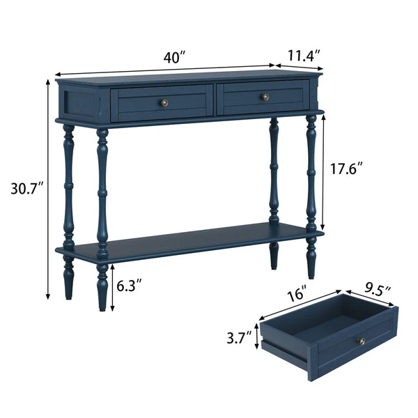 Mid-Century Modern Console Table with 2 Drawers  Wooden Bazar