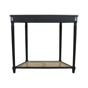 Carterlee Demilune Console Table with Cane Shelf  Wooden Bazar