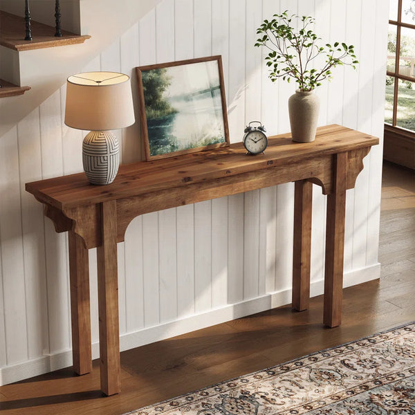 Mid-Century Modern Solid Wood Console Table  Wooden Bazar