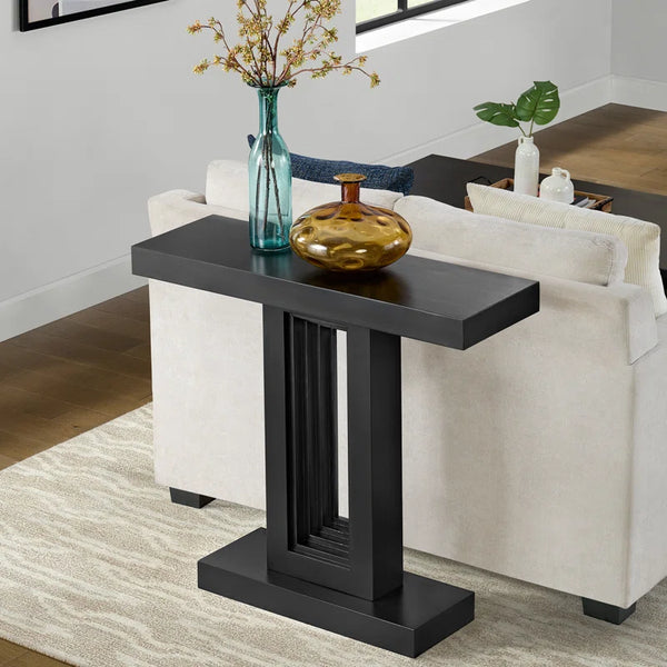 36-Inch Solid Wood Console Table – Black  Wooden Bazar