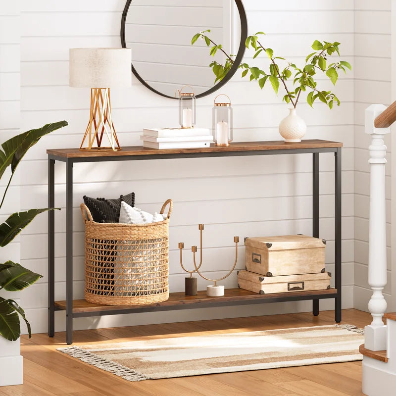Kearria Console Table with Storage Cabinet  Wooden Bazar