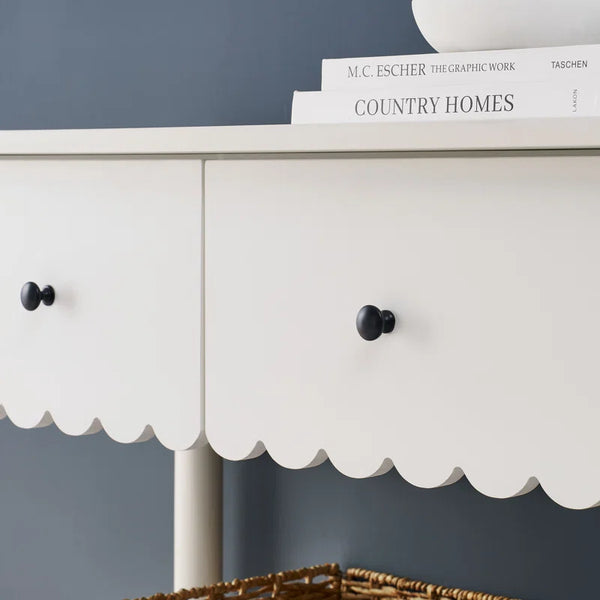 Emmeline 3-Drawer Scalloped Console Table  Wooden Bazar
