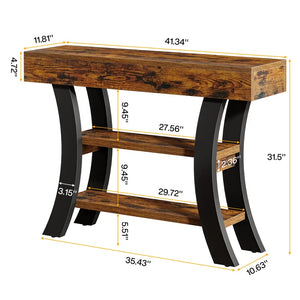 Console Table with Curved Frame & Storage  Wooden Bazar