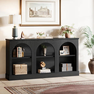 Farmhouse Console Table with 3-Tier Storage  Wooden Bazar