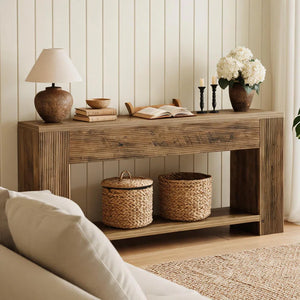Industrial Console Table with Manufactured Wood Top  Wooden Bazar